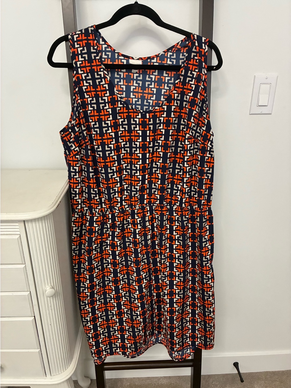 Merona Sleeveless Geometric Print Dress in Navy, Orange & White. So pretty!